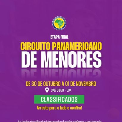 Brasileiros classificados para a Etapa Final do Circuito Panamericano de Menores